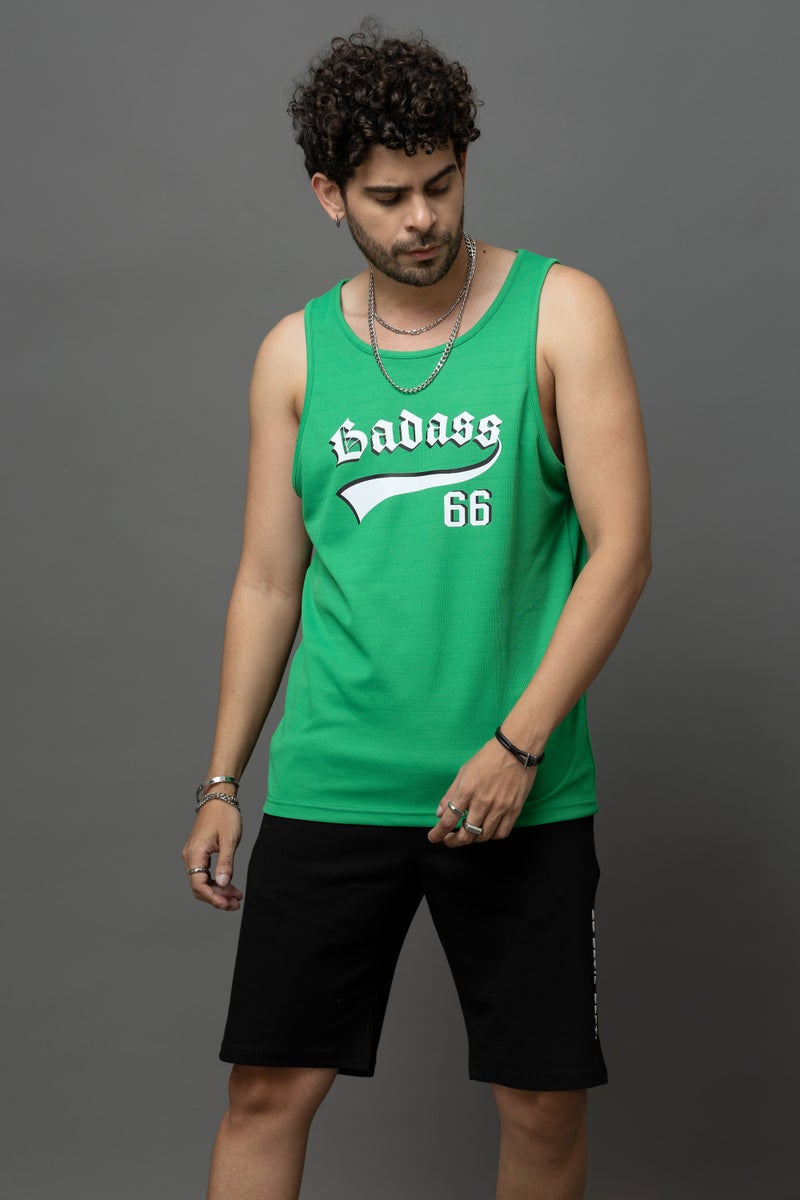 Go Devil Badass 66 Green Sleeveless Vest for Men - Image 2
